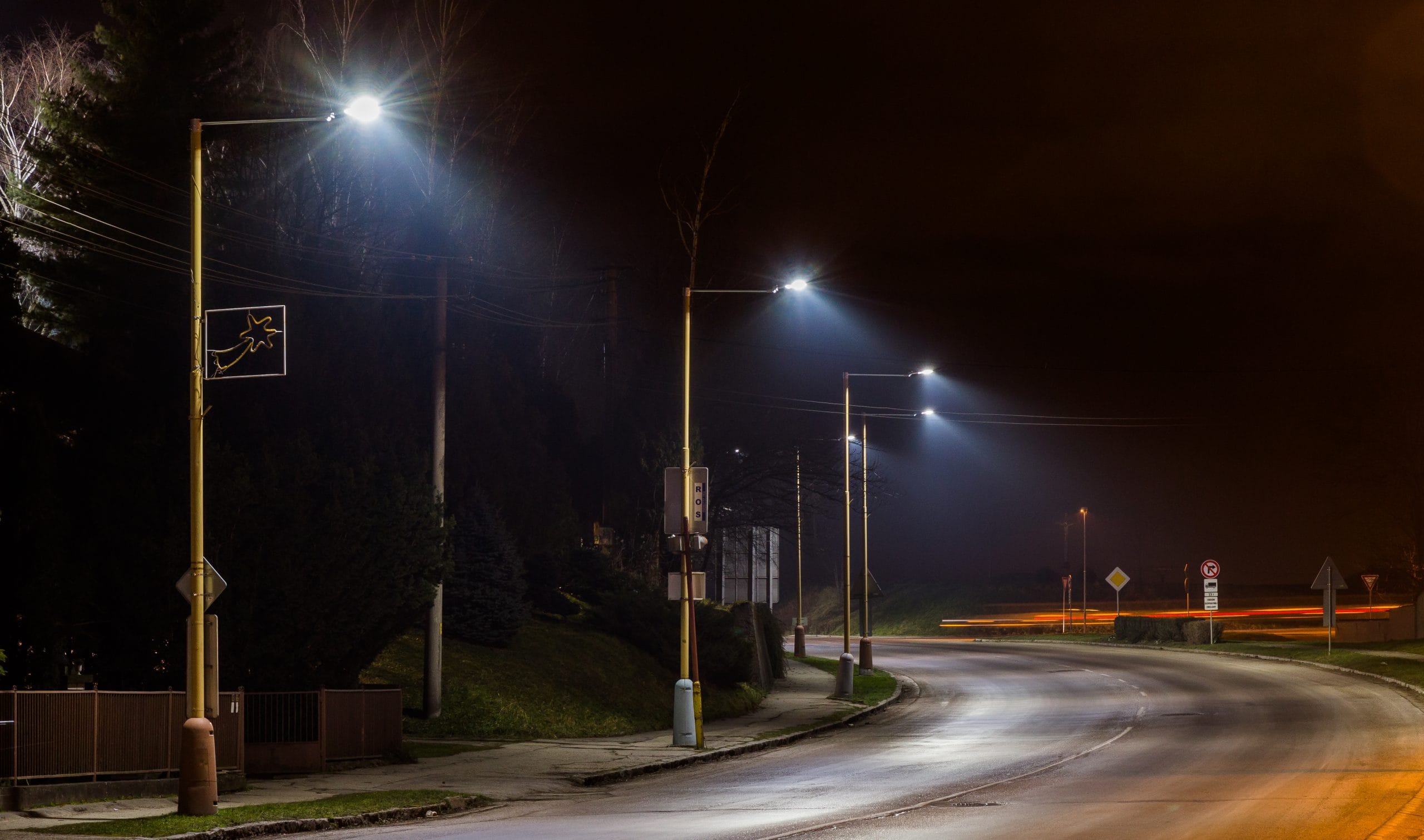 Night street in Trenčianska Teplá Night street in Trenčianska Teplá