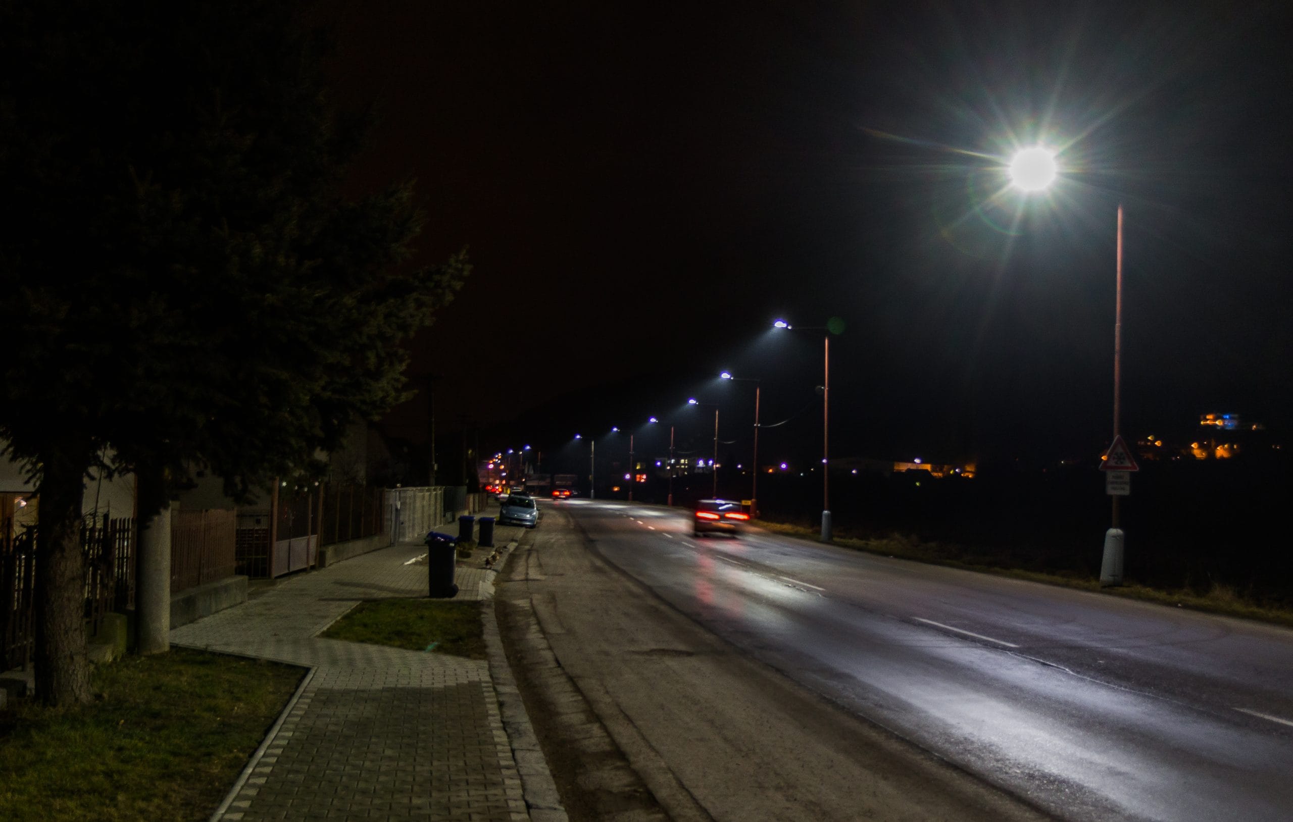 Night street in Trenčianska Teplá Night street in Trenčianska Teplá